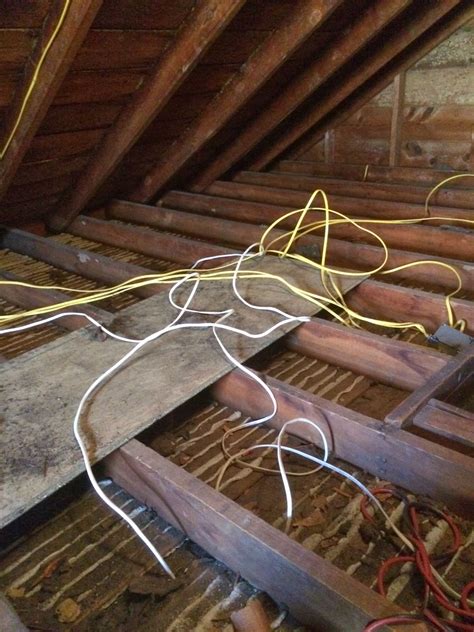 wiring junction in attic no box|attic junction box pictures.